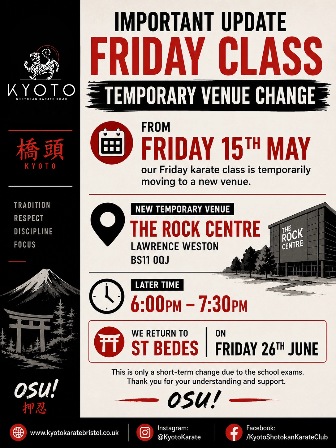 Kyoto - Friday Karate Class - The Rock Centre Lawrence Weston - 2026