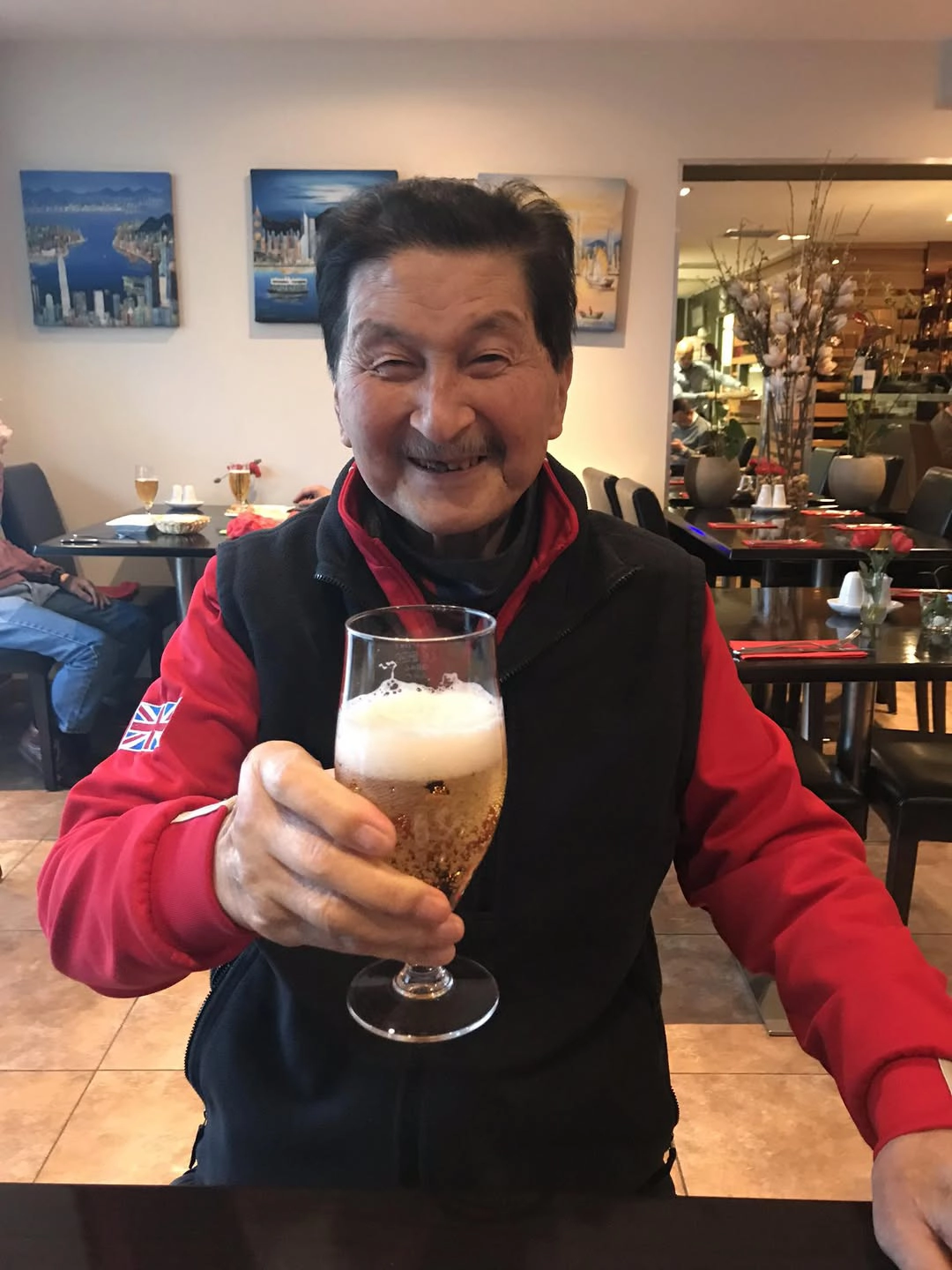 Hanshi Asano with drink