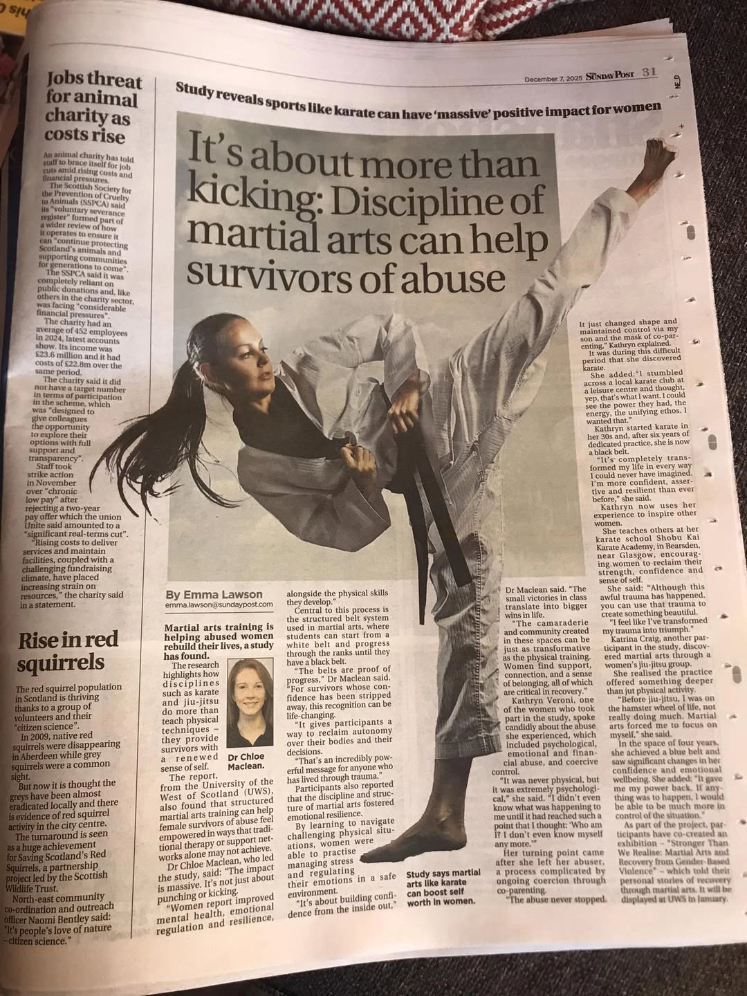 Kyoto Karate Bristol - Sunday Post - Martial Arts can help survivors of abuse