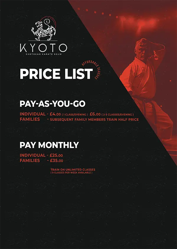 Kyoto Karate class price list