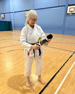 Sue with new karate blackbelt