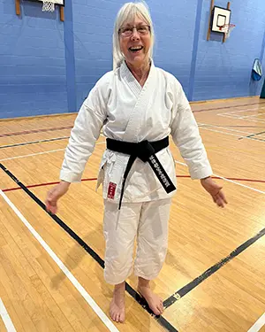 Sue - wearing her new karate blackbelt