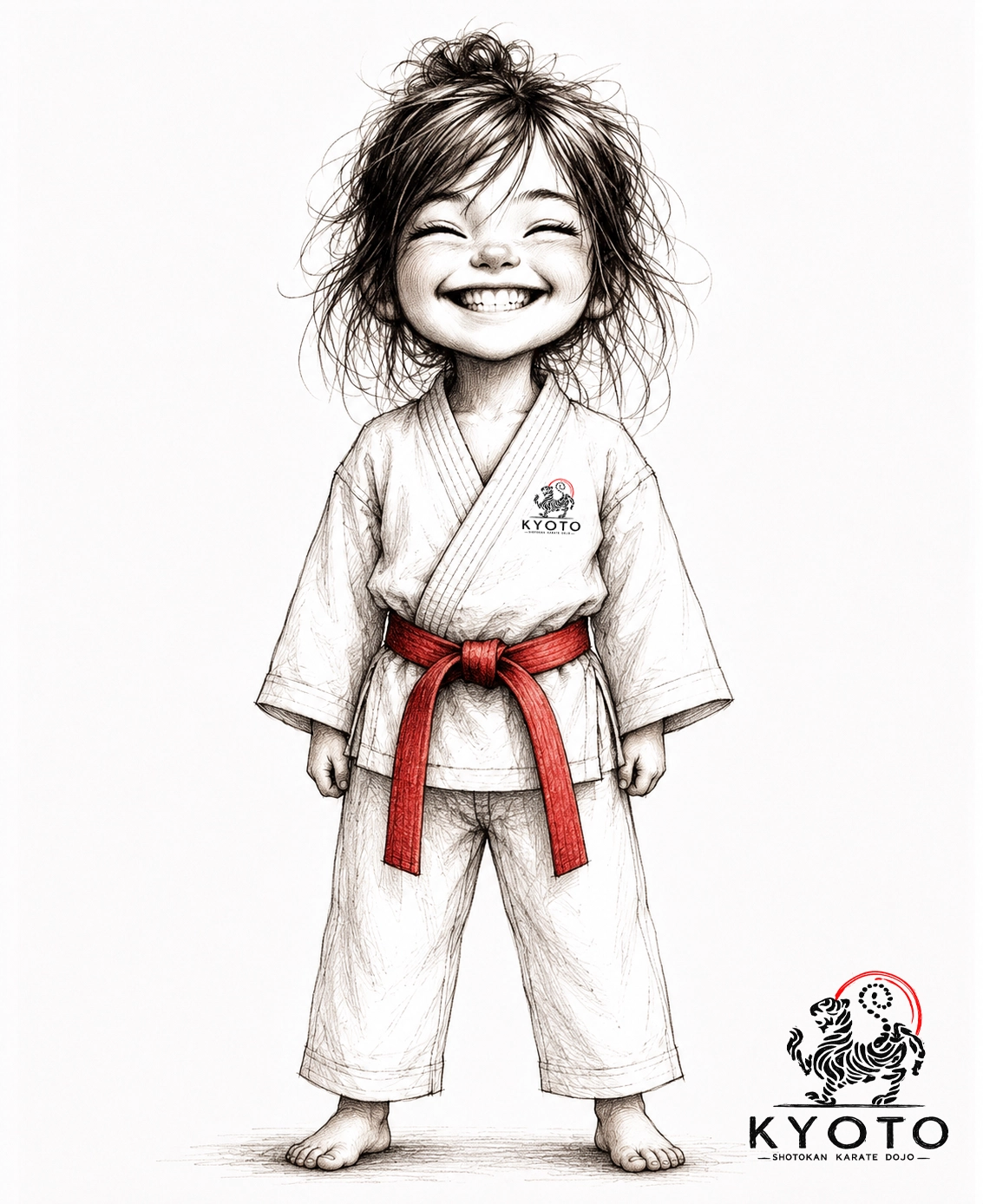 Confident Child in Karate Gi at Kyoto in Bristol