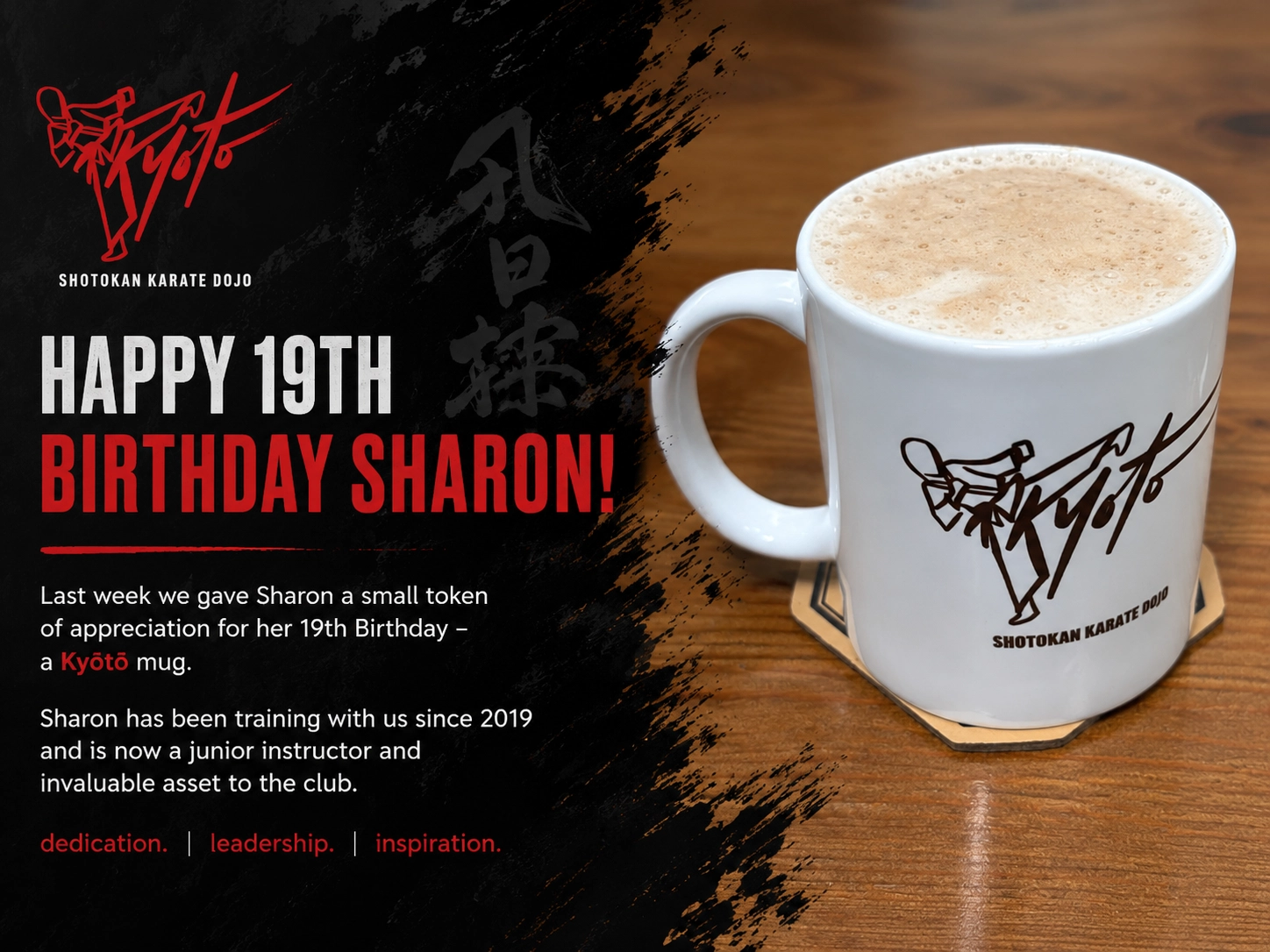 Sharon Presented with Kyoto Mug for her 19th Birthday